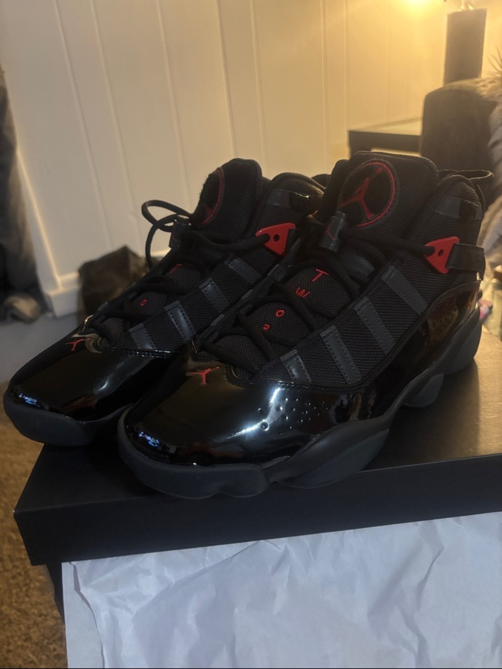 Nike Air Jordan 6 Rings Black with Red Accents